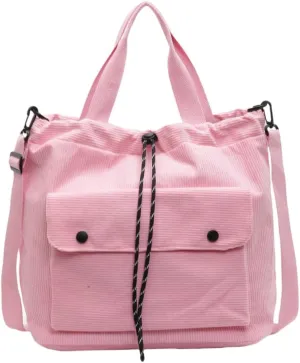 Corduroy Bucket Bags for Women with Drawstring Vintage Crossbody Purse Tote Bag Shoulder Bag Purse for Work Travel Vacation