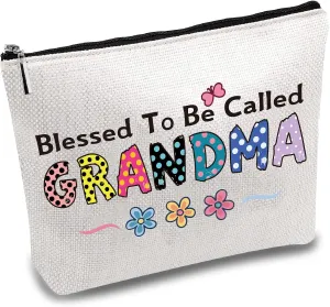 CREATCABIN Grandma Makeup Bag Canvas Cosmetic Bag Multi Purpose Pen Pencil Case Zipper Toiletry Travel Bag Case Purse Pouches Portable Survival Kit for Women Family Christmas Birthday Gifts 10x7Inch