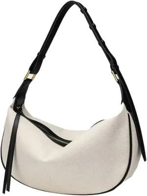 Crescent Shoulder Bags for Women Vegan Leather Tote Purse Underarm Handbag Retro Crossbody Tote Bags Trendy Satchel Handbags