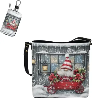Crossbody Bags for Women Leather Bucket Bags with Car Key Case 2 Piece Shoulder Bag Trendy Handbag