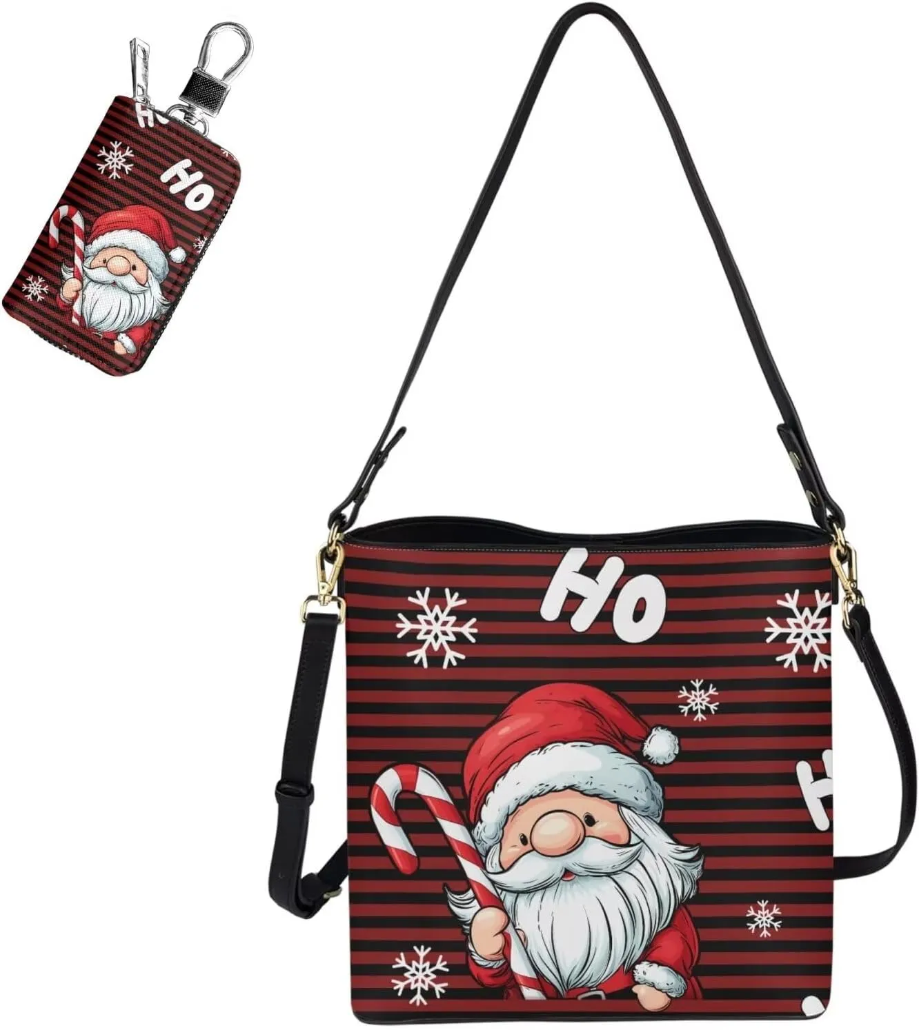 Crossbody Bags for Women Leather Bucket Bags with Car Key Case 2 Piece Shoulder Bag Trendy Handbag