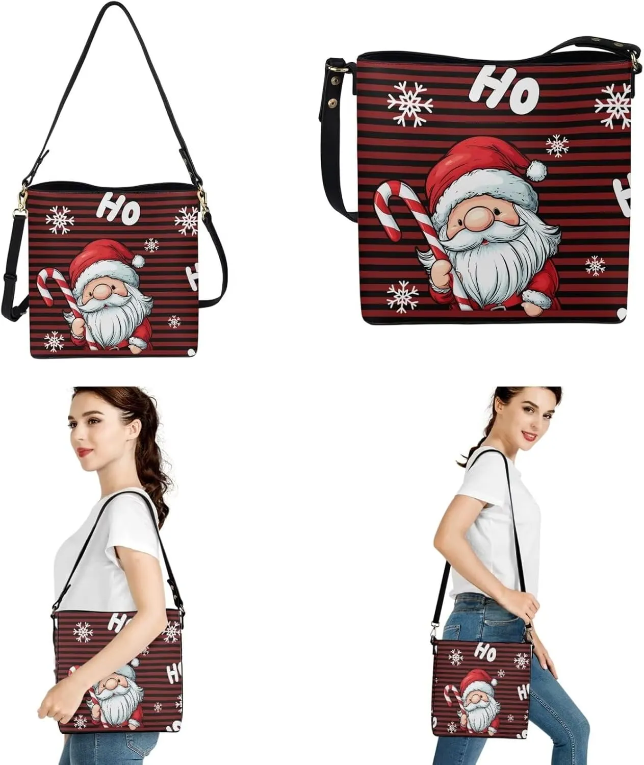 Crossbody Bags for Women Leather Bucket Bags with Car Key Case 2 Piece Shoulder Bag Trendy Handbag