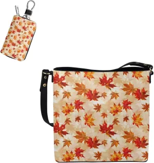 Crossbody Bags for Women Leather Bucket Bags with Car Key Case 2 Piece Shoulder Bag Trendy Handbag