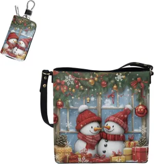 Crossbody Bags for Women Leather Bucket Bags with Car Key Case 2 Piece Shoulder Bag Trendy Handbag