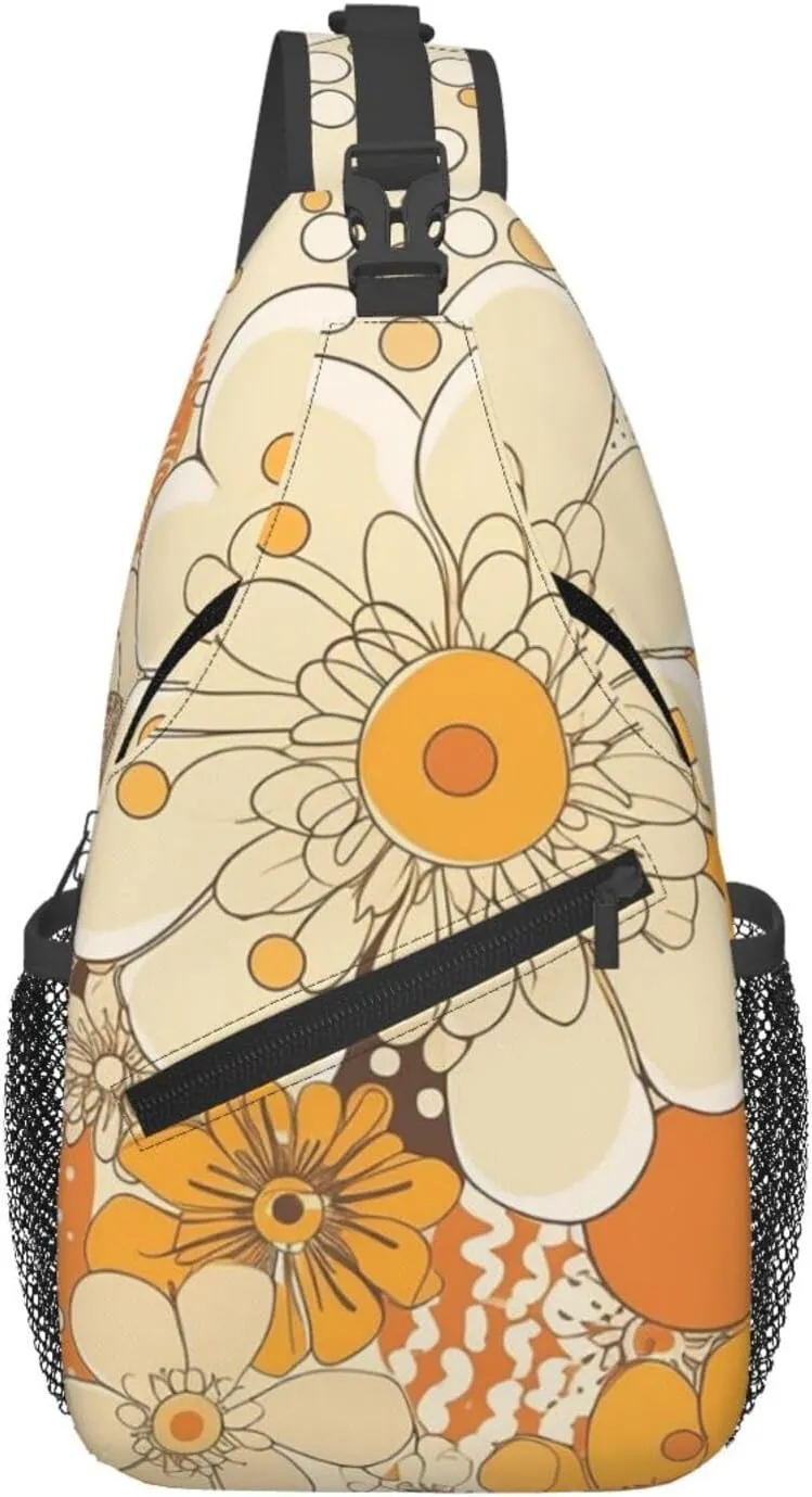 Crossbody Bags for Women Men Trendy Sling Bag Casual Chest Bag Moon Flowers and Butterflies Shoulder Bag for Travel
