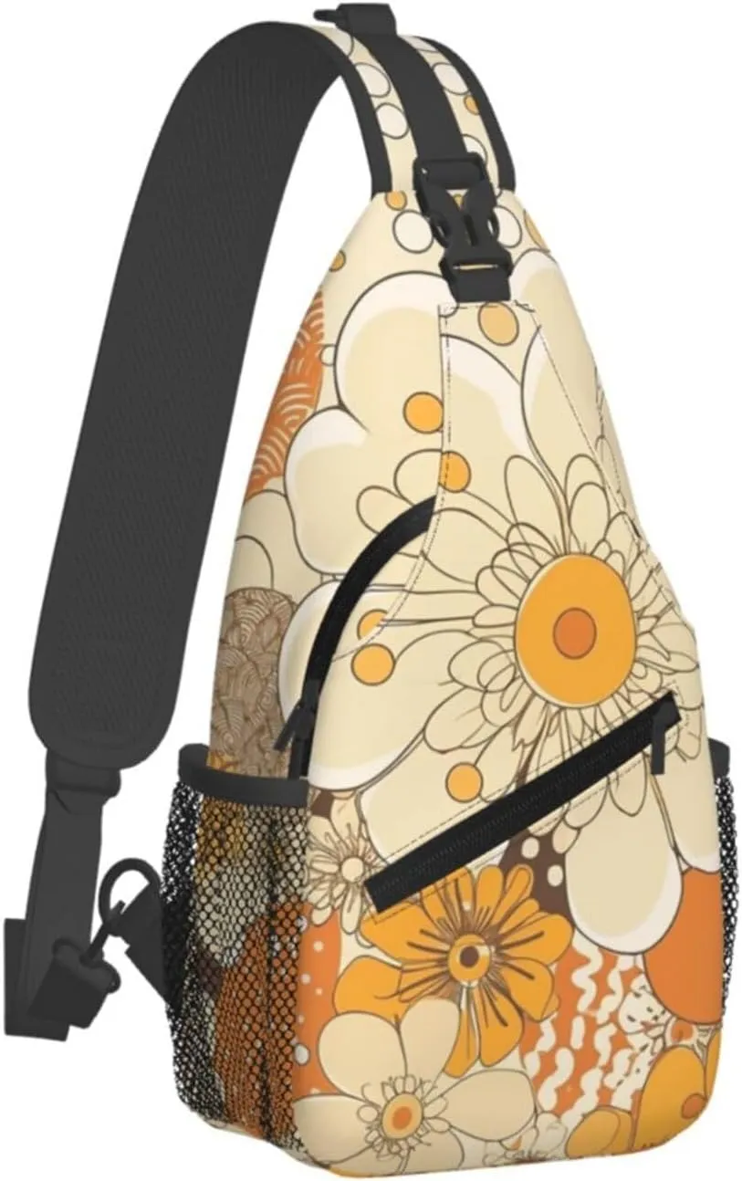 Crossbody Bags for Women Men Trendy Sling Bag Casual Chest Bag Moon Flowers and Butterflies Shoulder Bag for Travel