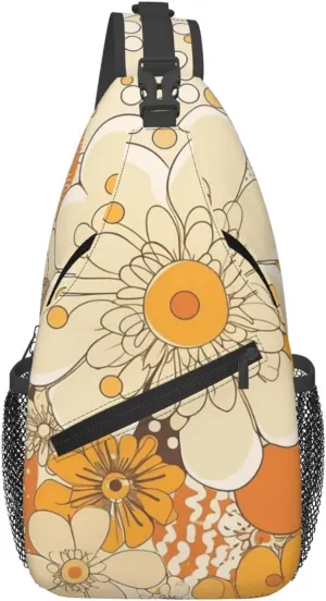 Crossbody Bags for Women Men Trendy Sling Bag Casual Chest Bag Moon Flowers and Butterflies Shoulder Bag for Travel