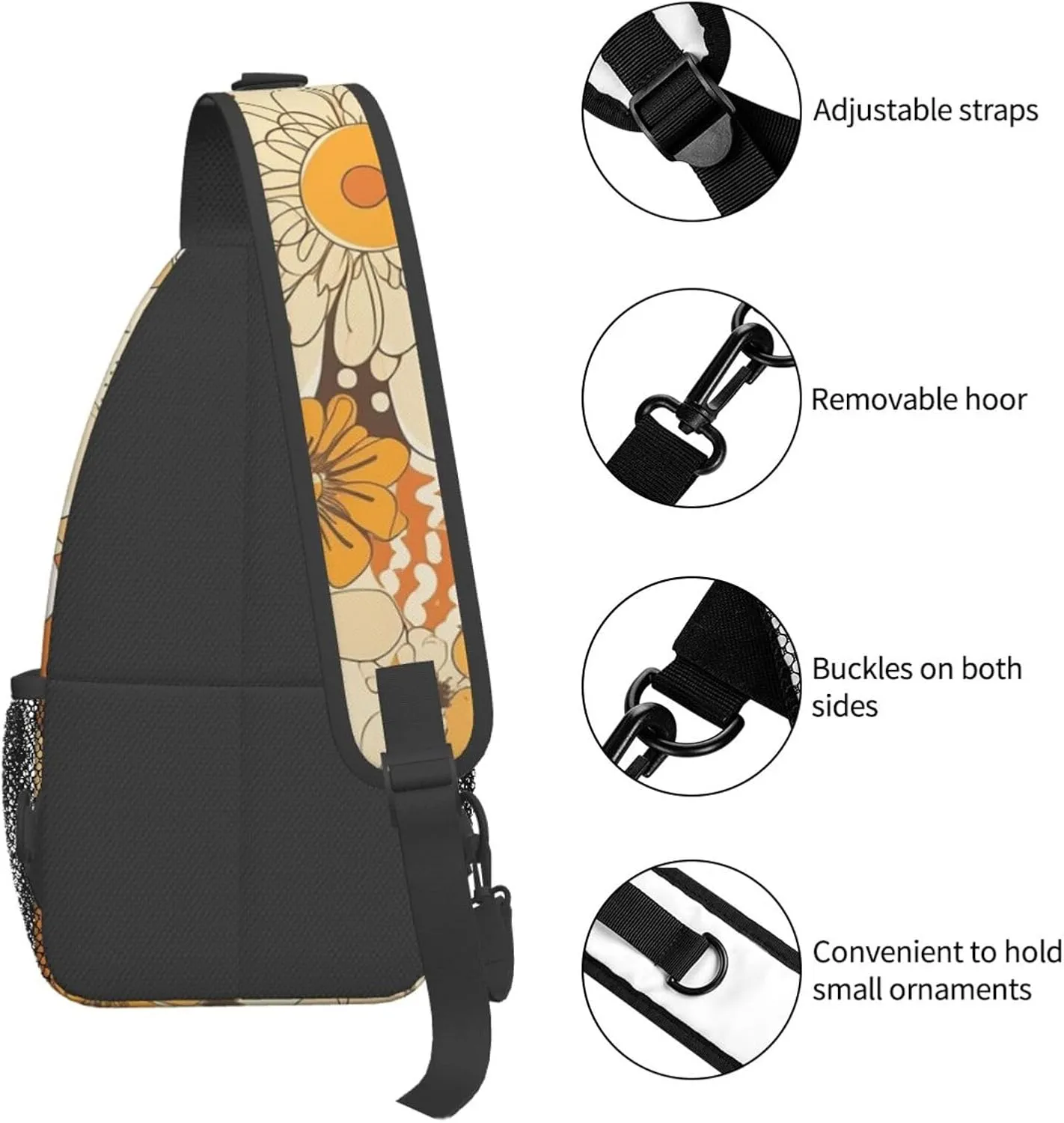 Crossbody Bags for Women Men Trendy Sling Bag Casual Chest Bag Moon Flowers and Butterflies Shoulder Bag for Travel