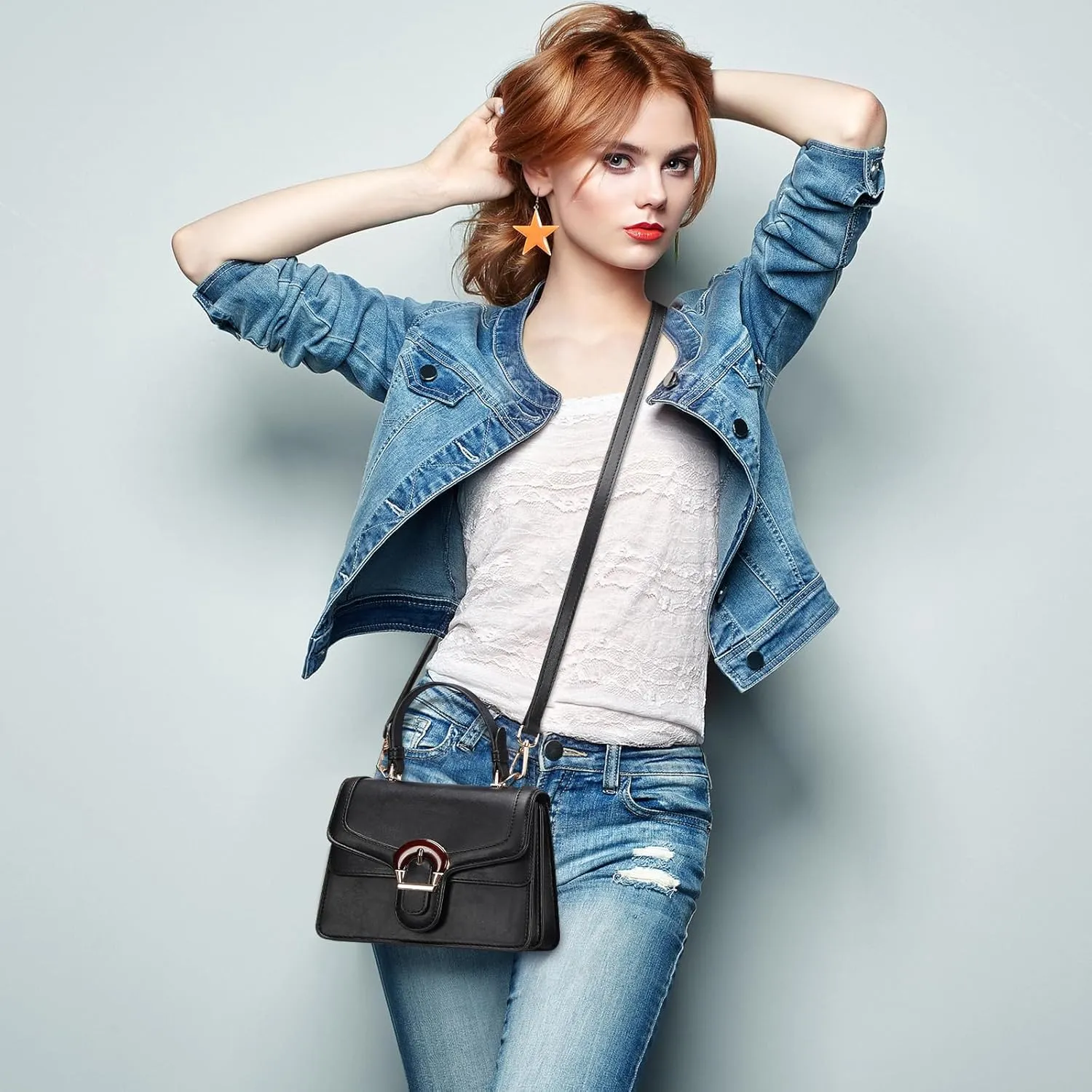 Crossbody Bags for Women Small Cross Body Purse Shoulder Bag Top Handle Handbags Leather Satchel Bags for Women