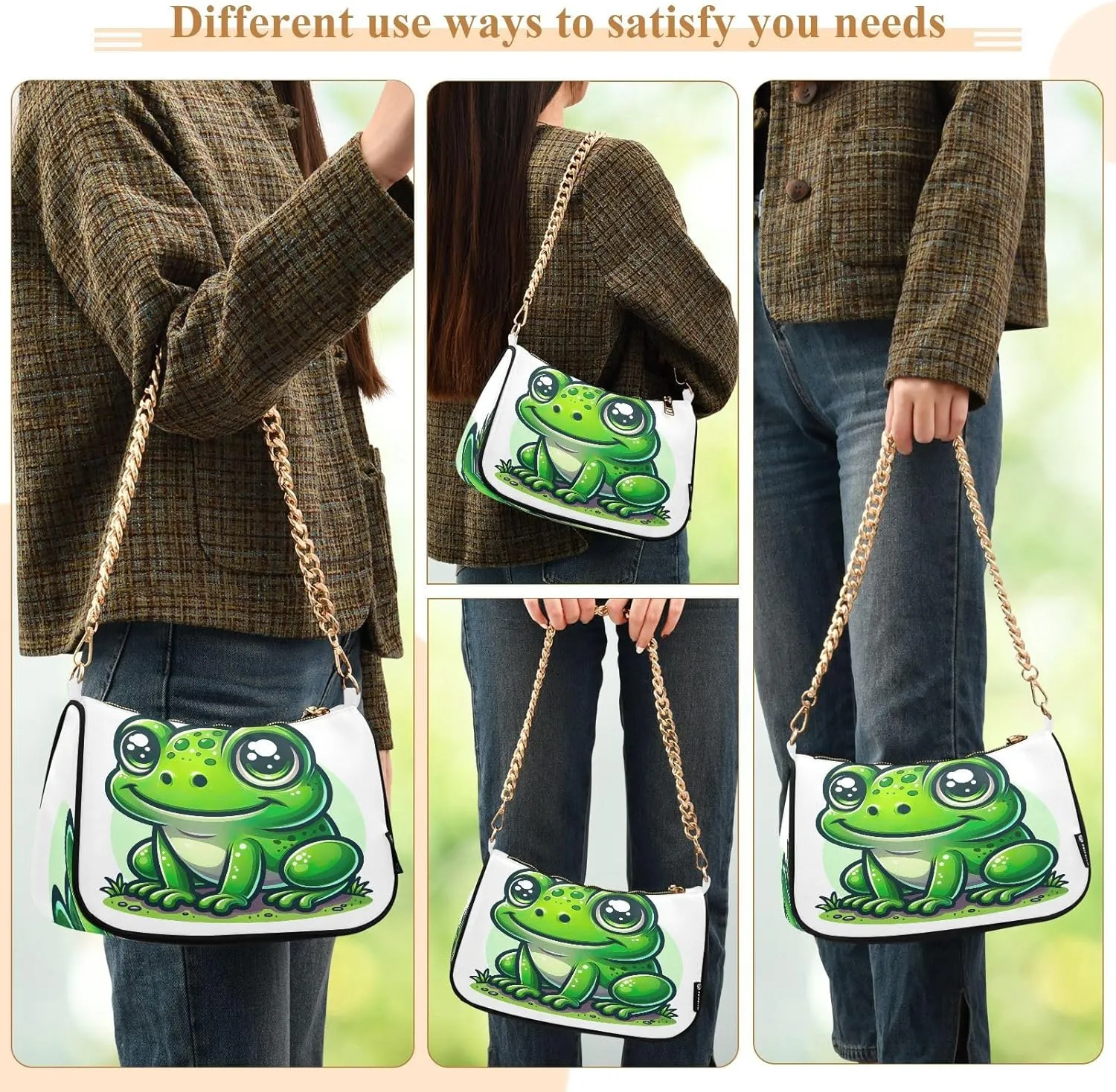 Cute Cartoon Frog Big Eyes Purse with Zipper, Trendy Bags for Women