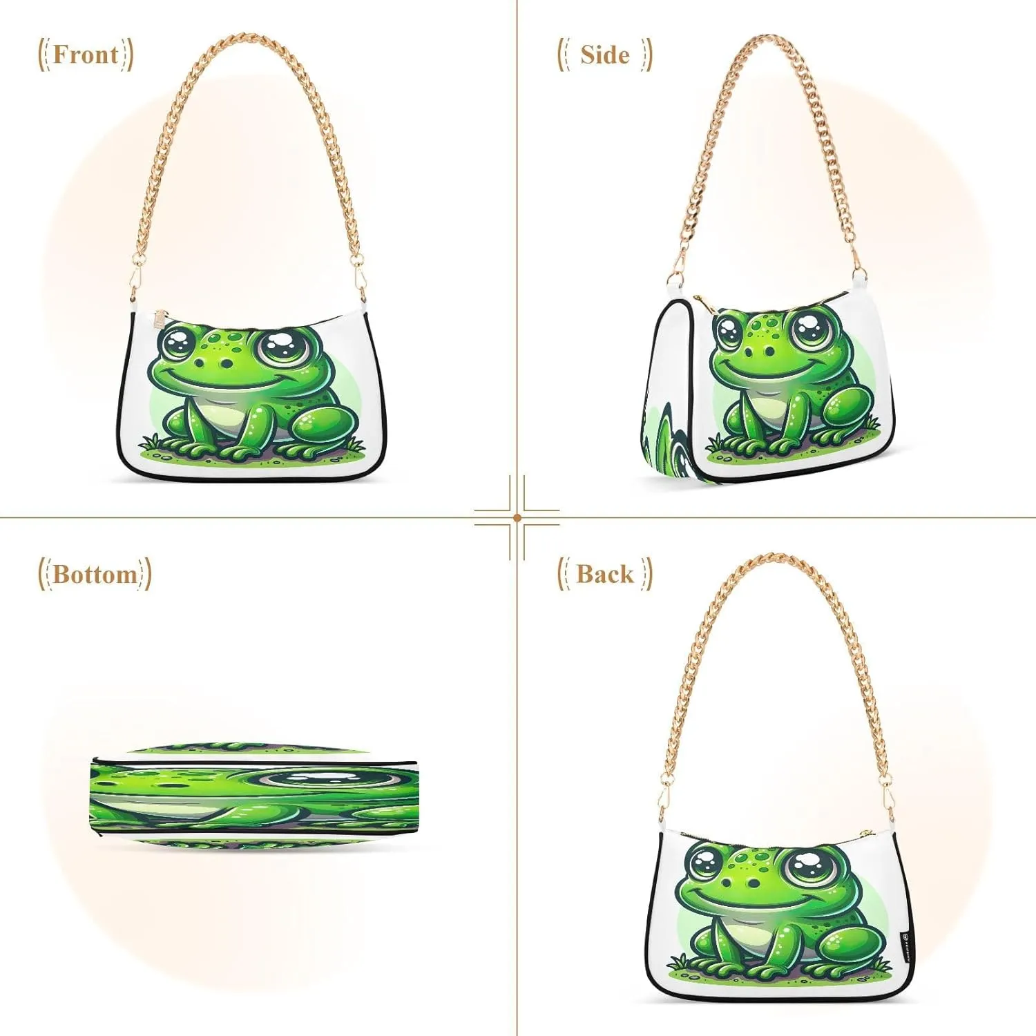 Cute Cartoon Frog Big Eyes Purse with Zipper, Trendy Bags for Women