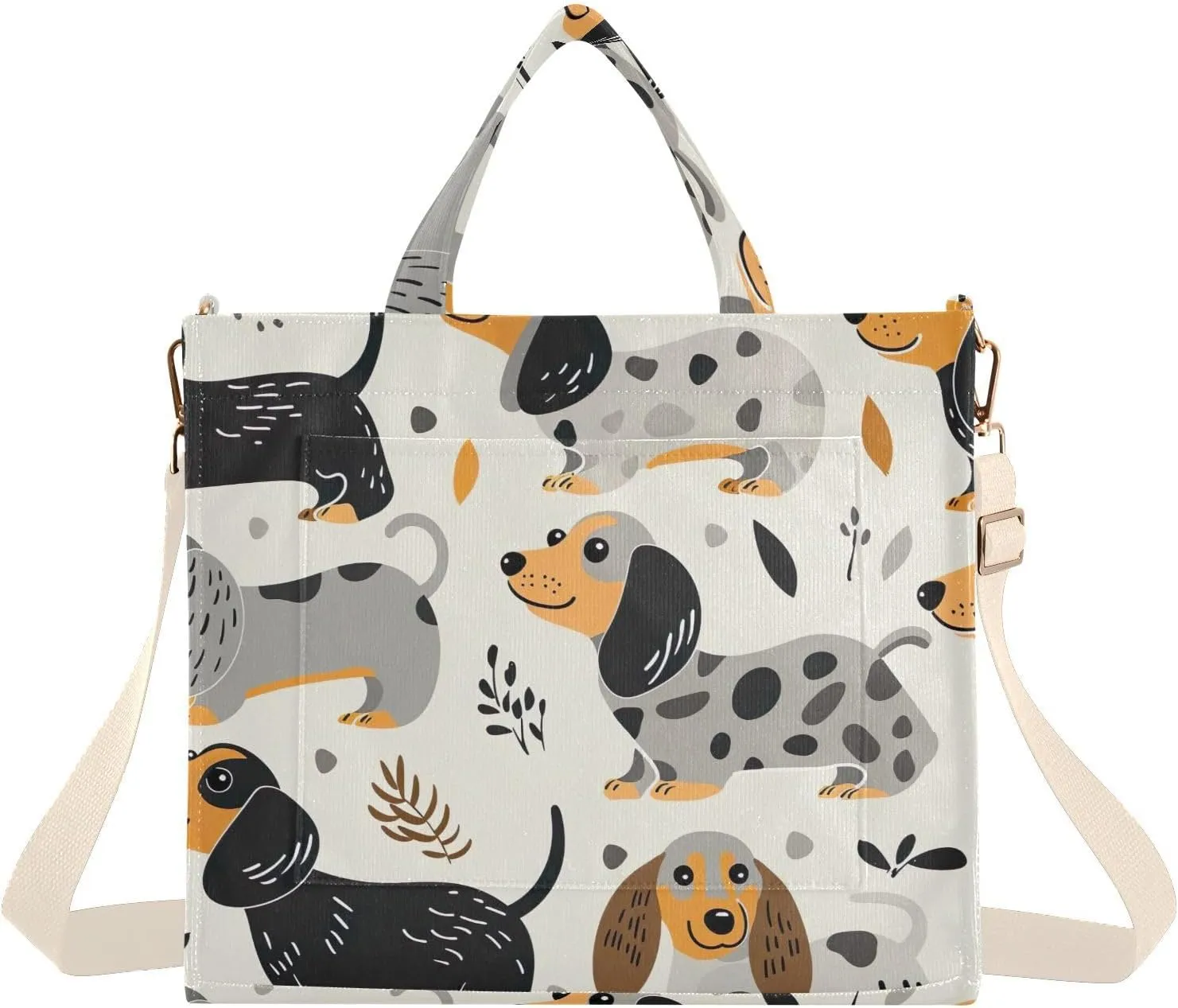 Cute Dogs Corduroy Tote Bag for Women Hobo Crossbody Bag Purse Stylish Shoulder Handbag Messenger Bags, S