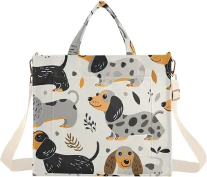 Cute Dogs Corduroy Tote Bag for Women Hobo Crossbody Bag Purse Stylish Shoulder Handbag Messenger Bags, S