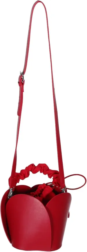 Dark Red Purse Women's Mini Bucket Bag Drawstring Closure Fashion Tote