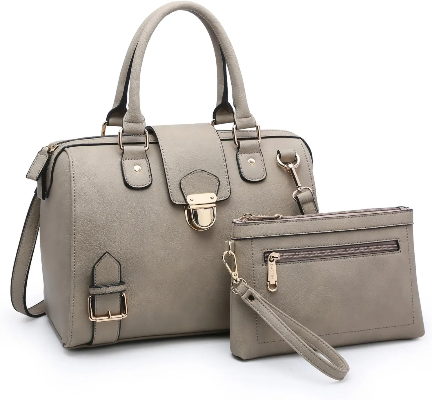 Dasein Women Barrel Handbags Fashion Satchel Bags Top Handle Shoulder Purses Vegan Leather Work Tote