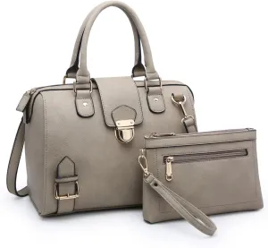 Dasein Women Barrel Handbags Fashion Satchel Bags Top Handle Shoulder Purses Vegan Leather Work Tote
