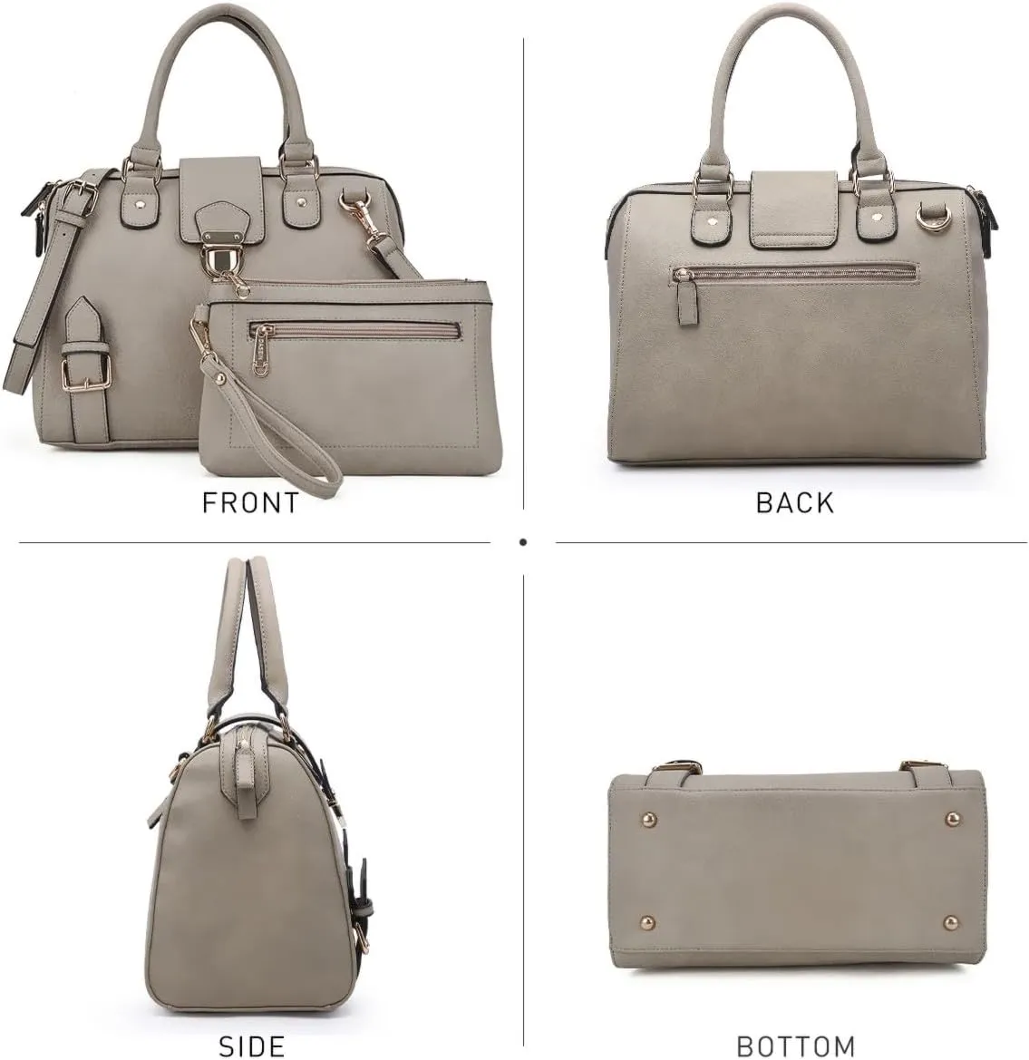Dasein Women Barrel Handbags Fashion Satchel Bags Top Handle Shoulder Purses Vegan Leather Work Tote