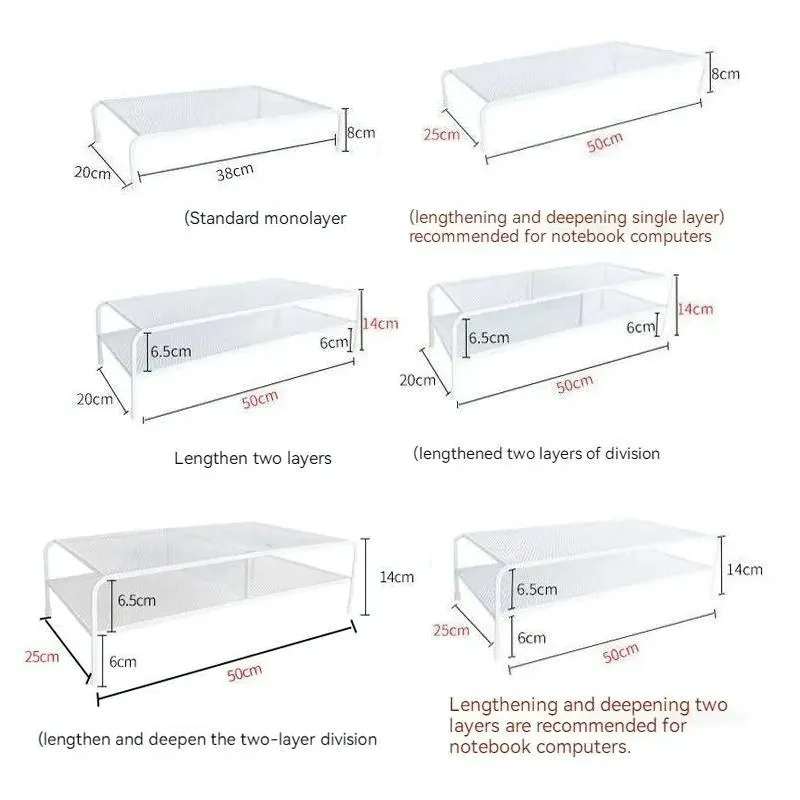 Desk Organizer Bracket for Elevated Computer Monitor - Wrought Iron