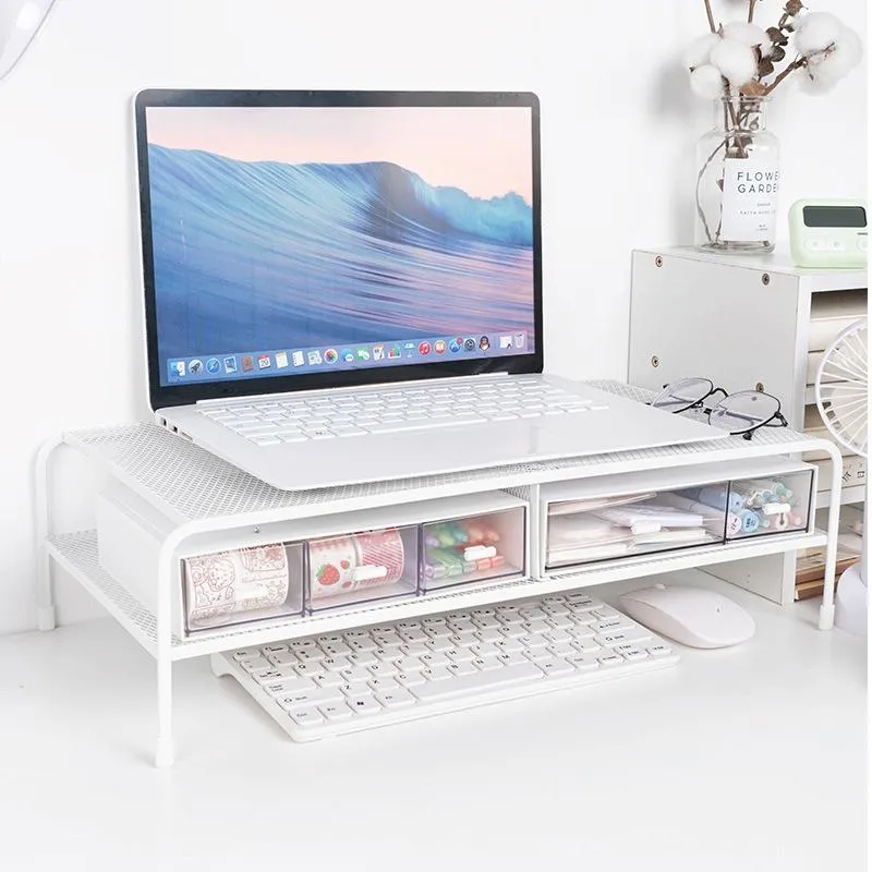 Desk Organizer Bracket for Elevated Computer Monitor - Wrought Iron