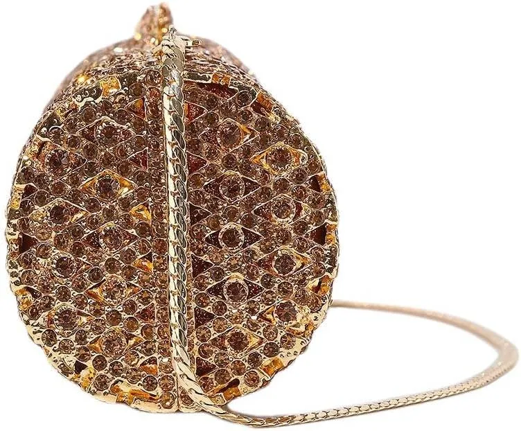 DJBM Women Elegant Cylindrical Banquet Bag Sparkly Rhinestone Chain Clutch Purse for Evening Party