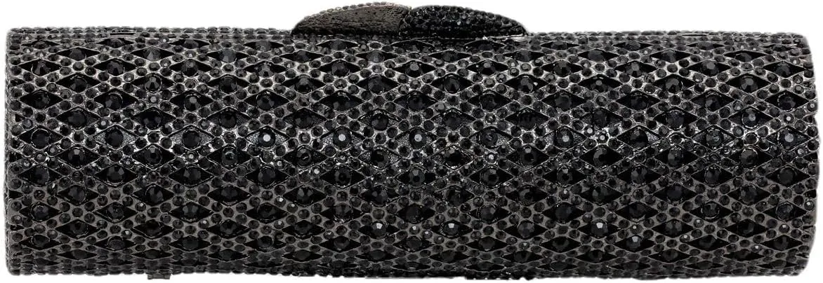 DJBM Women Elegant Cylindrical Banquet Bag Sparkly Rhinestone Chain Clutch Purse for Evening Party