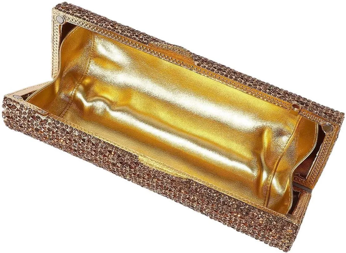DJBM Women Elegant Cylindrical Banquet Bag Sparkly Rhinestone Chain Clutch Purse for Evening Party