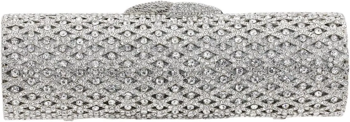DJBM Women Elegant Cylindrical Banquet Bag Sparkly Rhinestone Chain Clutch Purse for Evening Party