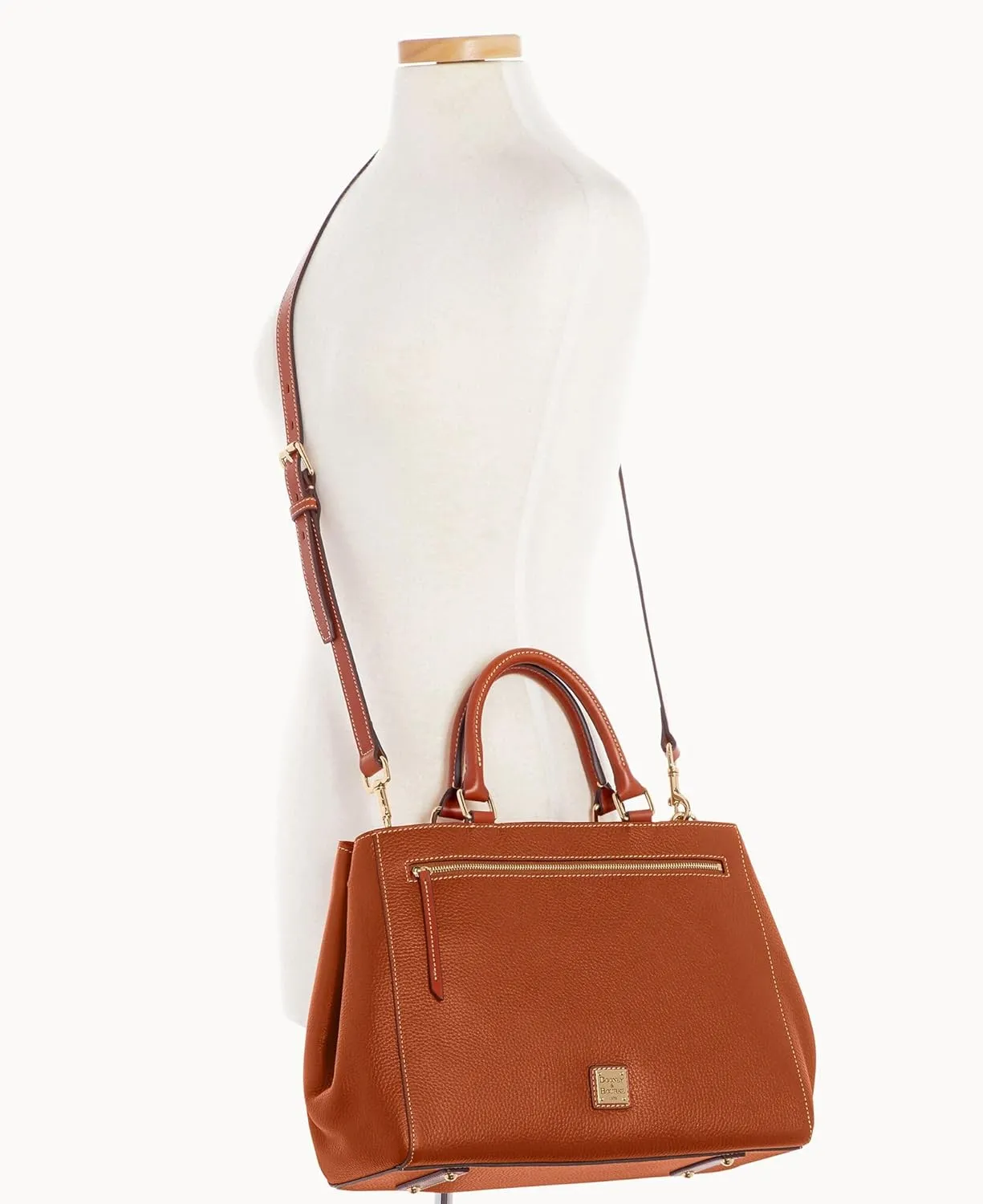 Dooney & Bourke Satchel Bags for Women, Pebble Grain Leather Zip Satchel Handbag with Crossbody Strap