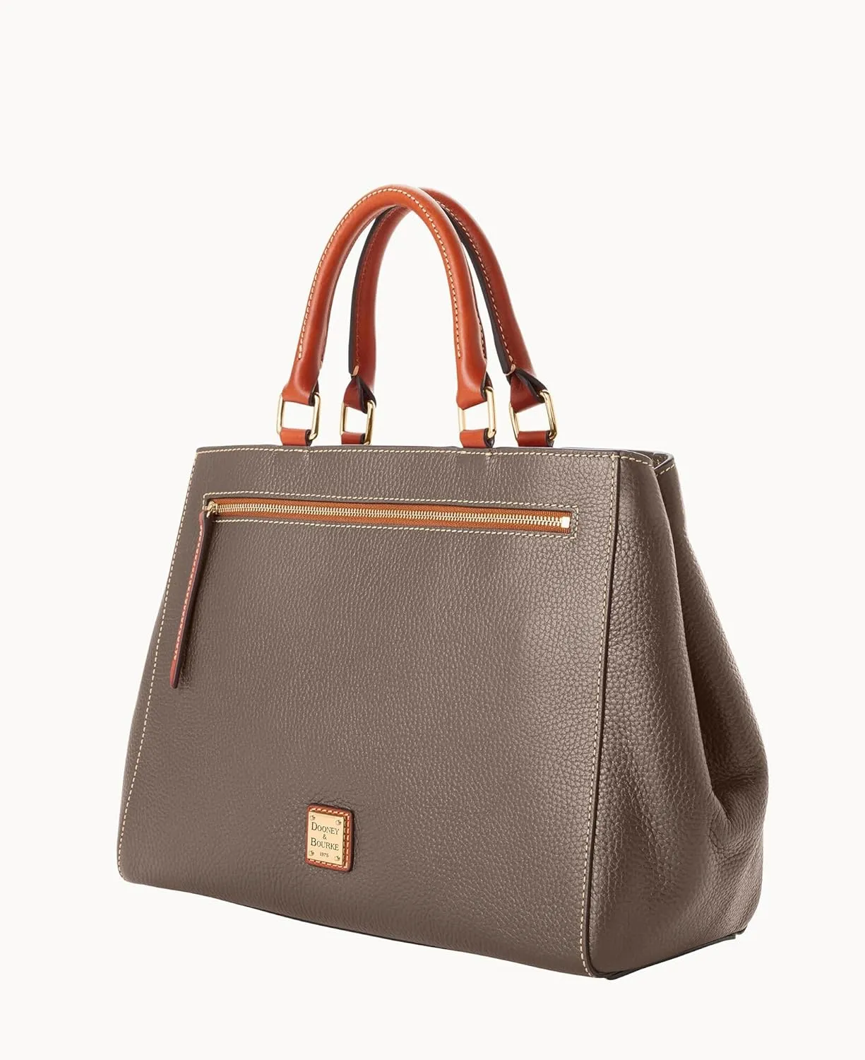 Dooney & Bourke Satchel Bags for Women, Pebble Grain Leather Zip Satchel Handbag with Crossbody Strap