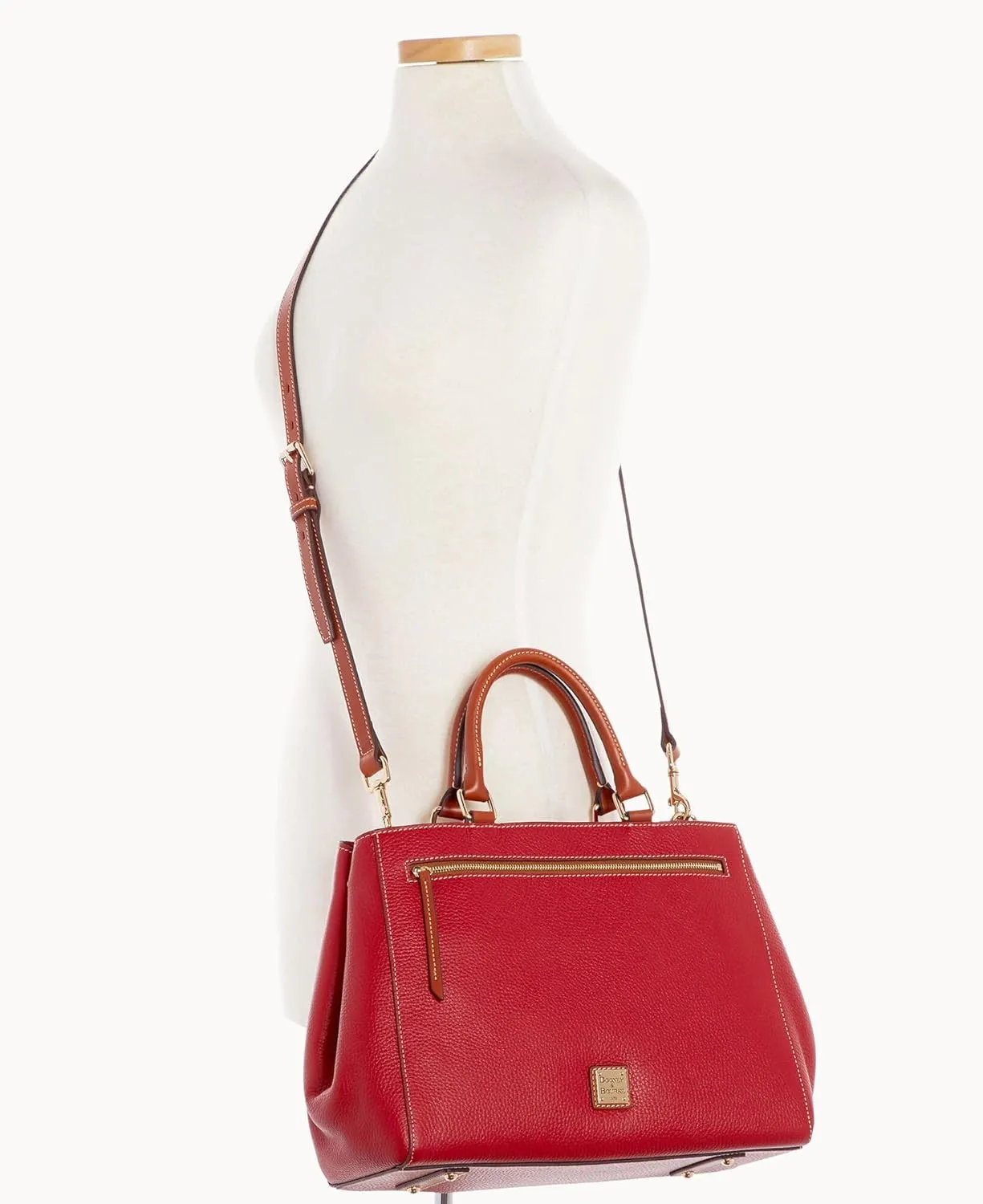 Dooney & Bourke Satchel Bags for Women, Pebble Grain Leather Zip Satchel Handbag with Crossbody Strap