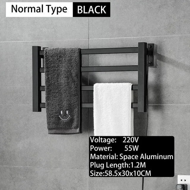 Electric Metal Towel Bar Towel Dryer Rack Towel Warmer and Towel Holder In Black Or White