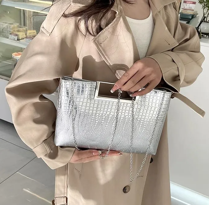 Elegant Cocodrilo Clutch Purses for Women Evening Bag PU Leather Handbag Crossbody Bag for Wedding 2025