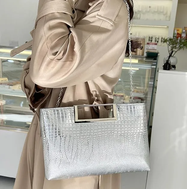 Elegant Cocodrilo Clutch Purses for Women Evening Bag PU Leather Handbag Crossbody Bag for Wedding 2025