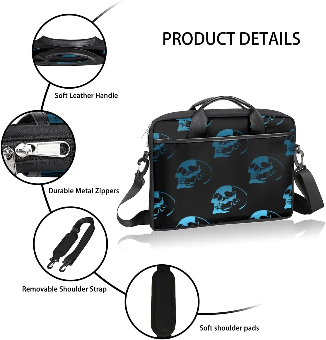 Elegant Floral Flower Laptop Shoulder Messenger Bag Waterproof Laptop Briefcase Handle Padded Strap