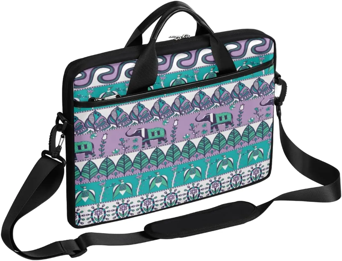 Elegant Floral Flower Laptop Shoulder Messenger Bag Waterproof Laptop Briefcase Handle Padded Strap