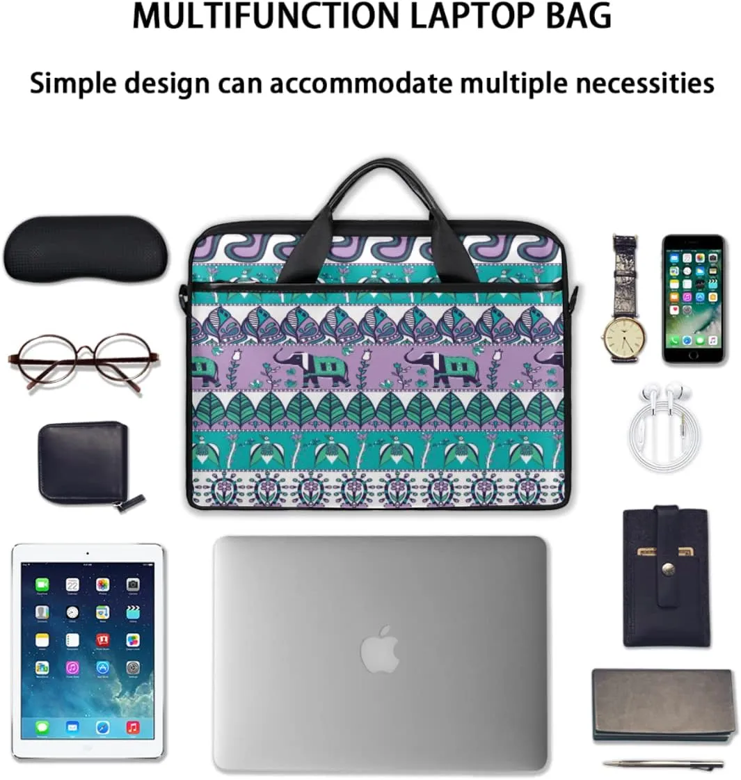 Elegant Floral Flower Laptop Shoulder Messenger Bag Waterproof Laptop Briefcase Handle Padded Strap