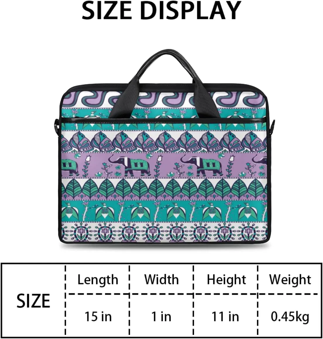Elegant Floral Flower Laptop Shoulder Messenger Bag Waterproof Laptop Briefcase Handle Padded Strap