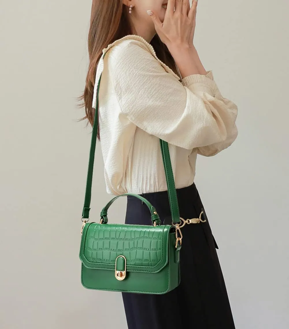 Fashion Top Handle Crossbody Bags for Women Crocodile Leather Satchel Handbag Casual Elegant Shoulder Bag Purse