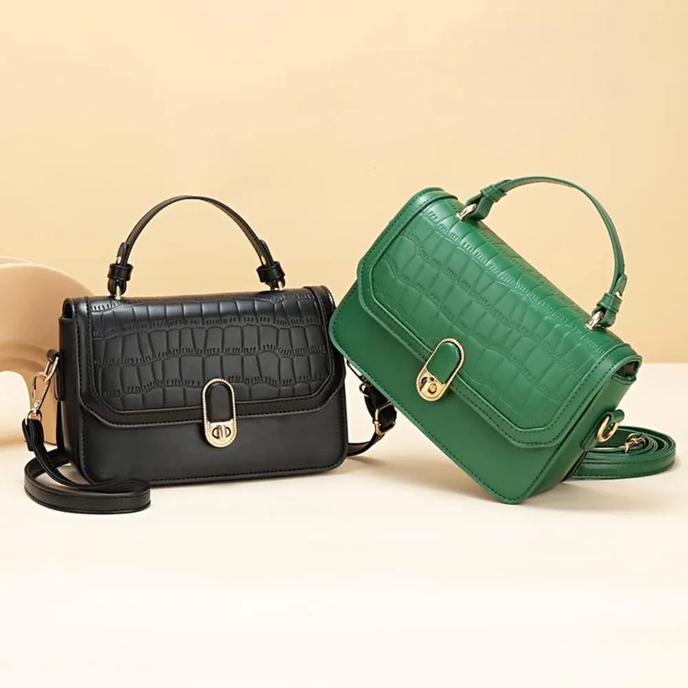Fashion Top Handle Crossbody Bags for Women Crocodile Leather Satchel Handbag Casual Elegant Shoulder Bag Purse