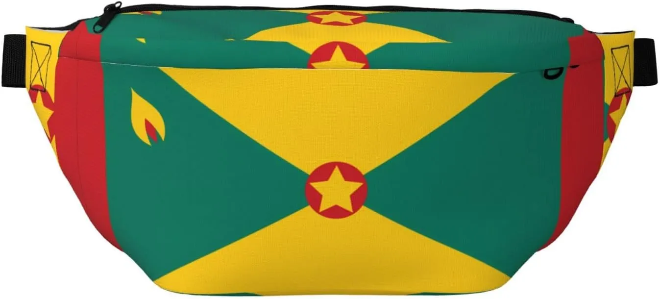 Flag Of Grenada Stylish Crossbody Waist Pack - Versatile And Compact Travel Pouch For Hands-Free Storage, Black, PBYB-12185A