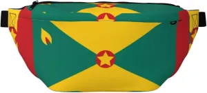 Flag Of Grenada Stylish Crossbody Waist Pack - Versatile And Compact Travel Pouch For Hands-Free Storage, Black, PBYB-12185A