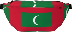 Flag Of Maldives Stylish Crossbody Waist Pack - Versatile And Compact Travel Pouch For Hands-Free Storage, Black, PBYB-12185A