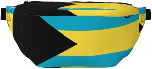 Flag Of The Bahamas Stylish Crossbody Waist Pack - Versatile And Compact Travel Pouch For Hands-Free Storage, Black, PBYB-12185A