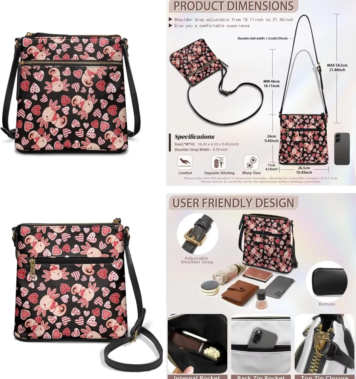 FOR U DESIGNS Leather Crossbody Bags for Women Trendy Shoulder Bags Cross Body Purse and Matching Wallet Set