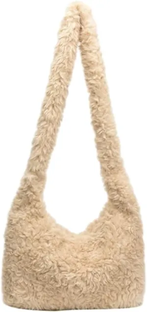 Fuzzy Tote Bags for Women Slouchy Hobo Bags for Women Faux Fur Shoulder Bag Trendy Purse Satchel Handbag Crossbody Bag