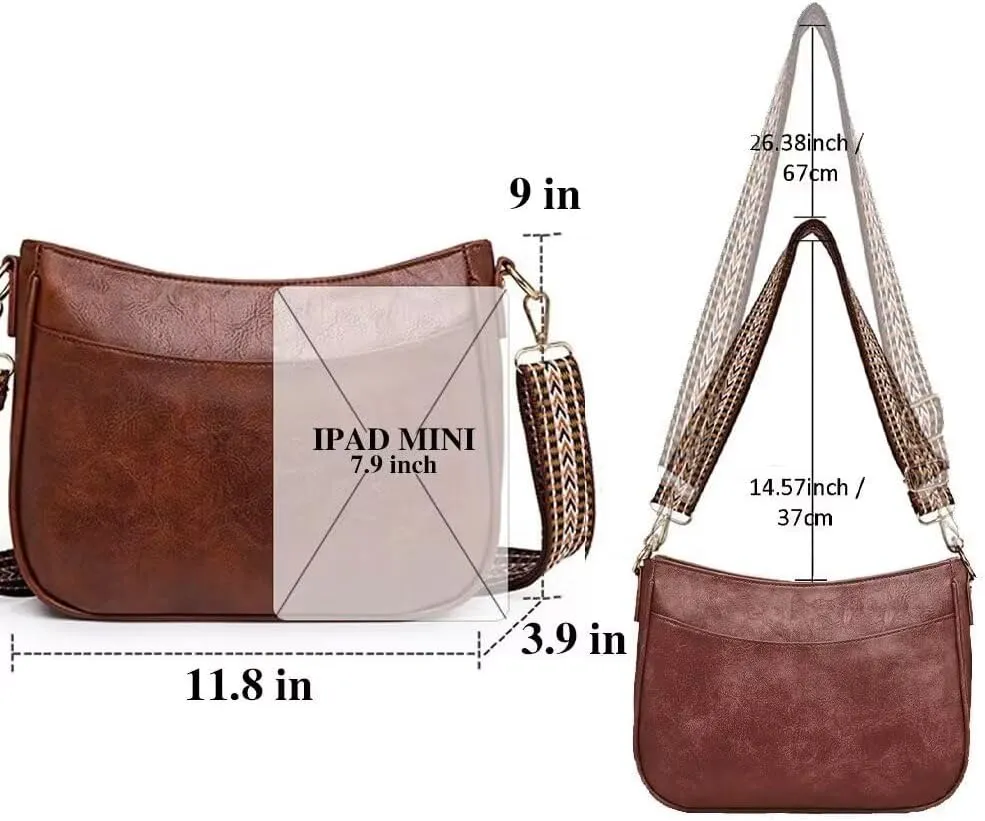 Genuine Leather Bags for Women, Trendy Crossbody Hobo Purse with Adjustable Strap, Stylish Shoulder Bag for Work & Travel