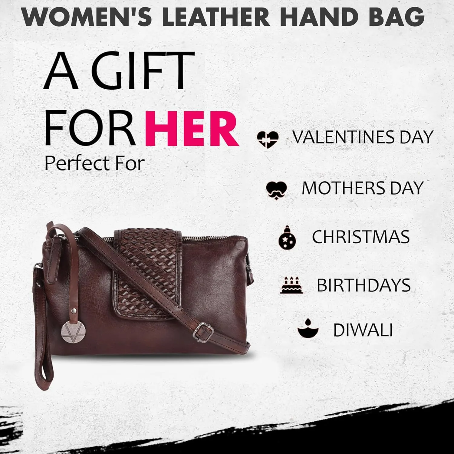Genuine Leather Crossbody Sling Bag for Women - Trendy Casual Office Bag with Adjustable Strap