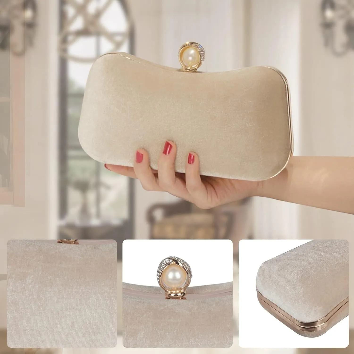 Glitter Clutch Sparkly Sequins Handbag Shoulder Bridal Wedding Purse Elegant Crossbody Velvet Evening for Women