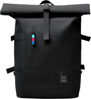GOT BAG - ROLLTOP Backpack, Hiking & Travel with a 15 Laptop Sleeve, Eco-Conscious Bag Made of Recycled Ocean Impact Plastic (Black Color)