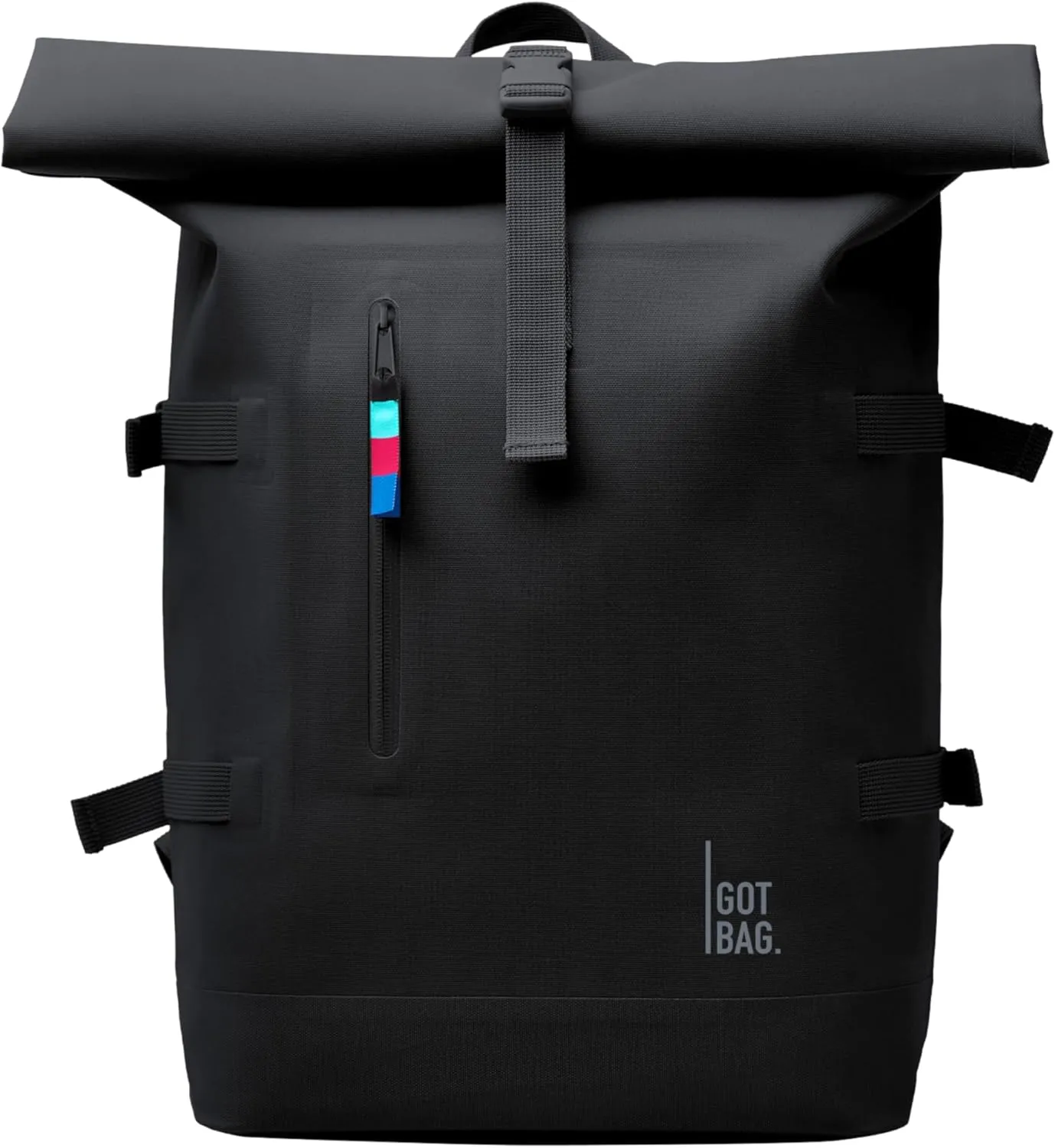 GOT BAG - ROLLTOP Backpack, Hiking & Travel with a 15 Laptop Sleeve, Eco-Conscious Bag Made of Recycled Ocean Impact Plastic (Black Color)